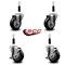 Service Caster 3.5'' Black Poly Wheel Swivel 7/8'' Expanding Stem Caster Set 2 Brakes, 4PK SCC-EX20S3514-PPUB-BLK-2-TLB-2-78 - alternate 3